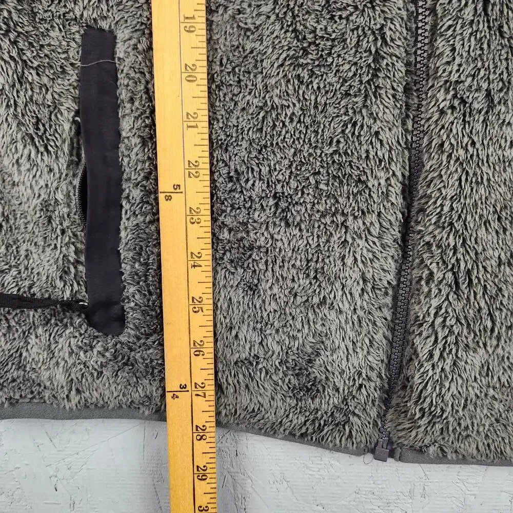 LL Bean Vest Mens Large Gray Fleece Sherpa Full Zip Outdoor Pockets Hiking Logo